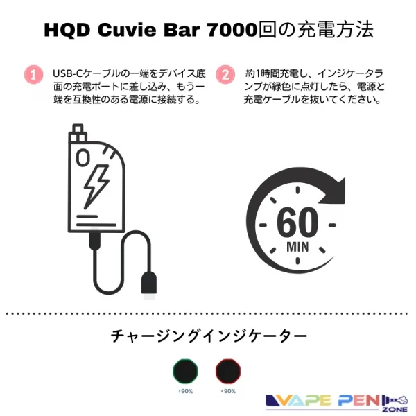 HQD CUVIE BARの充電方法